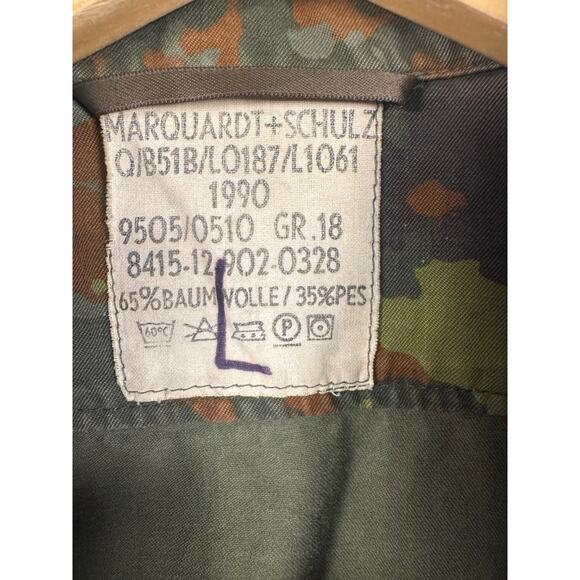 VTG 1990 Marquard + Schulz German Flecktarn Camouflage Field shirt/Jacket Large - Picture 6 of 7